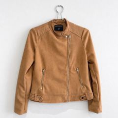 Pre Owned Dorothy Perkins Tan Faux Suede Biker Jacket