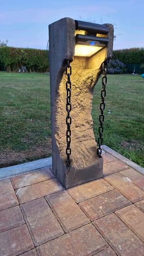 Handmade Concrete Garden Feature with Solar Light