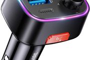 Bluetooth 5.4 FM Transmitter Car Adapter 48W (PD 36W &amp; 12W) [Light Switch] [HiFi Bass Sound] [Fast Charging] Wireless Radio Music Adapter LED Display Hands-Free Calling Support USB Drive