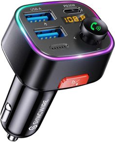 Bluetooth 5.4 FM Transmitter Car Adapter 48W (PD 36W & 12W) [Light Switch] [HiFi Bass Sound] [Fast Charging] Wireless Radio Music Adapter LED Display Hands-Free Calling Support USB Drive