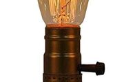 Weathered Wood Night Light Table Lamp Vintage Desk Lamp E26/E27 Edison Bulb Wooden Base Retro Industrial Steampunk Iron Pipe Flange Dimmable (FREE SHIPPING)
