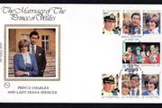 1981 Guernsey Wedding Prince Charles &amp; Lady Diana Spencer Commemorative Stamps Benham Silk First Day Cover (FDC)