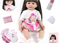 main image for ad Realistic Reborn Toddler Girl Doll 24 inch 60cm Soft Silicone Real life Baby Girl With Long Hair