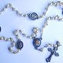 Antique/vtg Rosary Terra Fatima Faux Pearls Beads Image 4