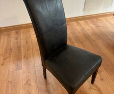 6 Dining Chairs. Leather and Wood legs