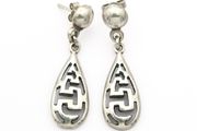 925 Sterling Silver Geometric Teardrop Stud Earrings