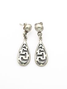 925 Sterling Silver Geometric Teardrop Stud Earrings