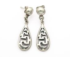 925 Sterling Silver Geometric Teardrop Stud Earrings