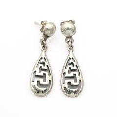 925 Sterling Silver Geometric Teardrop Stud Earrings
