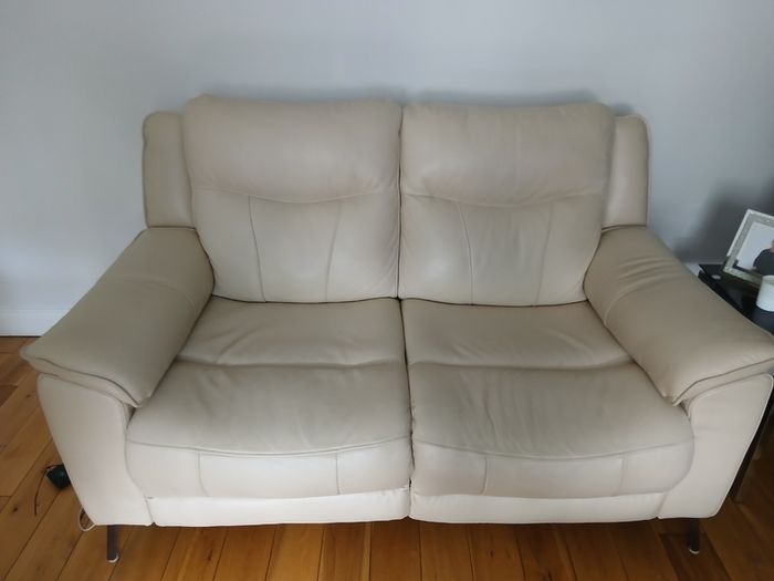 Sofa - Cream Leather 3+2 Seater