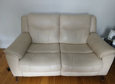 Sofa - Cream Leather 3+2 Seater