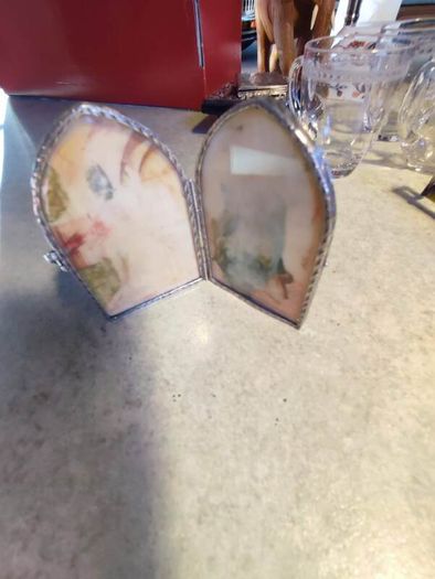 Small table photo frame in Italian silver from the 1950s, double frame for 2 photos, vintage portrait frame