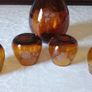 For Collectors Rare Vintage 5 Piece J. Albinana Oleria Spain Etched Amber Decanter With Matching Amber Wine Glasses Set Image 6