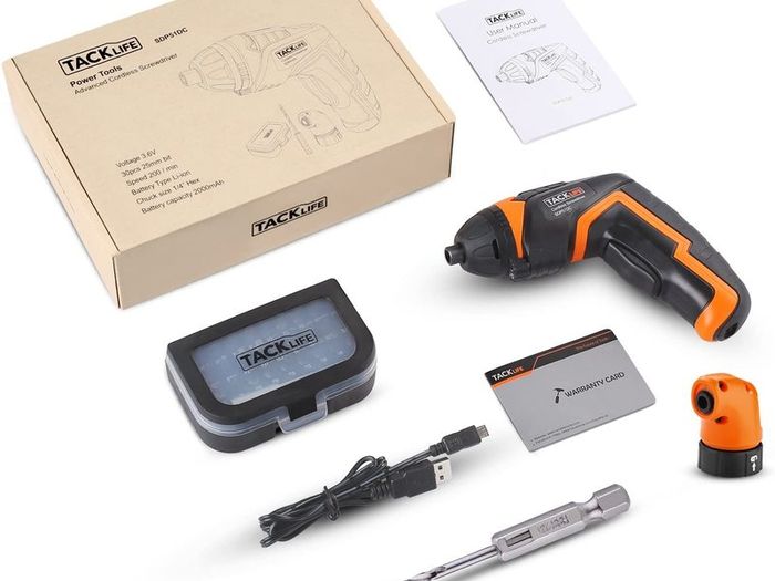 3.6V electric screwdriver, 2000mAh, 34 accessories, with front LED light, battery indicator, USB cable, storage box, suitable for small household projects