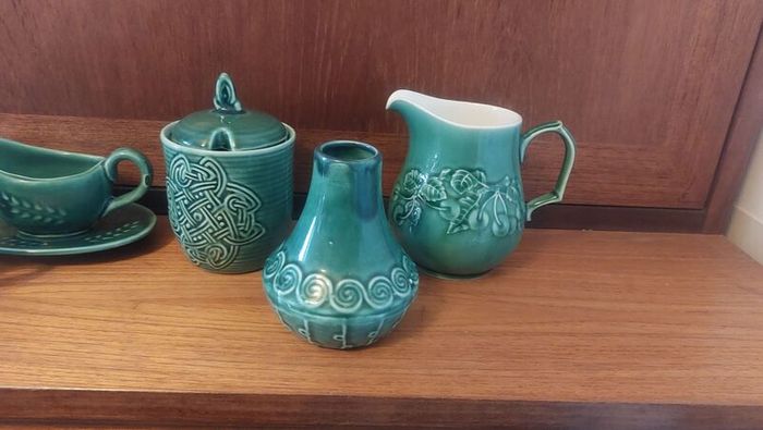 Lovely Vintage Retro Extremely Rare 70's Jade Green Milk Jug Made by Celtic Kilrush in the Fabulous and Rare Irish Earl Pattern featuring a Cherry and Foliage Motif