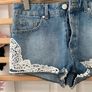 shorts miss selfridge size 10 denim shorts with lace detail button opening Image 4