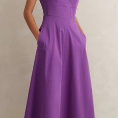 ME+EM Cotton Sateen One Shoulder Midi Dress