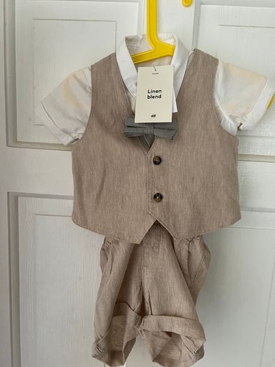 Four Piece Linen Blend Baby Boy Outfit NEW