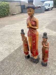 Asian wooden statues