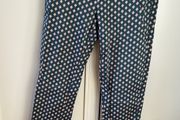 H&amp;M dark green with beige &amp; red diamond design straight leg trousers size 10