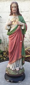 Vintage Chalkware Sacred Heart Statue 17 Inches Approx
