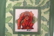 Handmade X-stitched Greeting  Cards:- Orang-utan