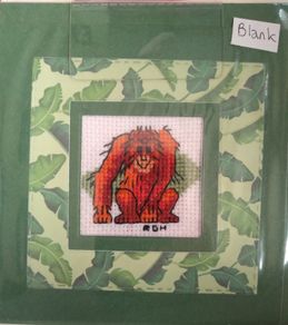 Handmade X-stitched Greeting  Cards:- Orang-utan