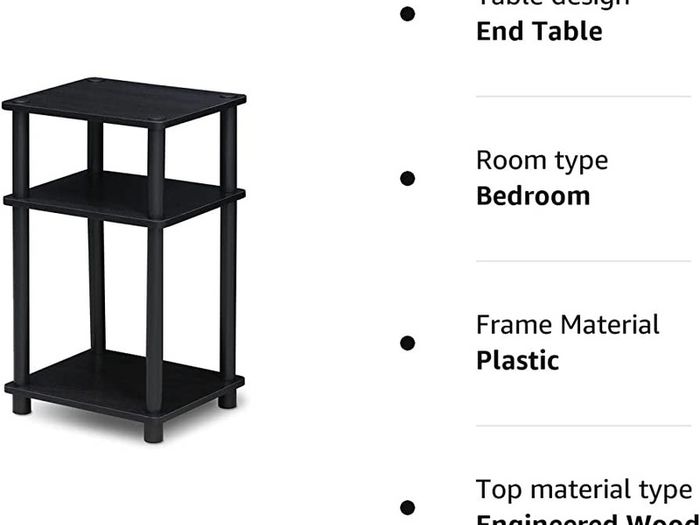 3-Tier Turn-N-Tube End Table, Side Table, Nightstand, Americano/Black (FREE POSTAGE)