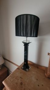Stunning Black and Clear Crystal Table Lamp by Galway Crystal