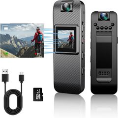 Mini Body Camera, HD 1080P Wearable Body Cam, Small Pocket Camera with 32GB SD Card, Night Vision, 1.3-inch Display, 180 Rotating Lens, Portable Video Recorder for Law Enforcement Sports Delivery