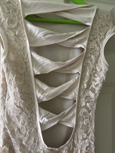 Cream lace dress with cut out back