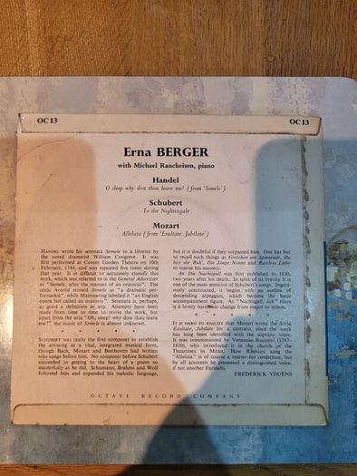 Erna Berger Recital, Handel, Schubert, Mozart