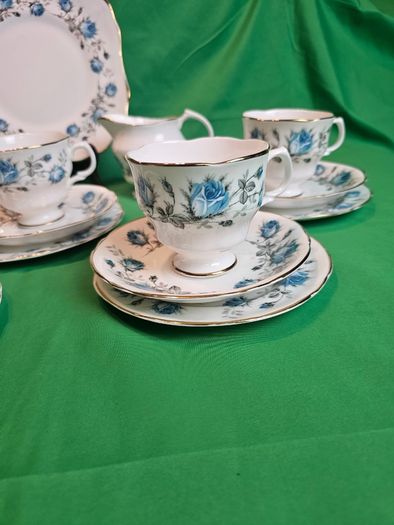 Vintage Arklow Bone China Blue Roses Tea Set | Fine Irish Porcelain with Gold Trim