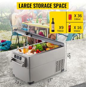 35L 37QT Mini Car Refrigerator Fridge Freezer 12V/24V DC 110-240V AC Portable Cooler