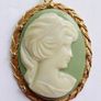 Vintage Green Cameo Pendant Image 2