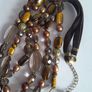 NECKLACE - Tigers Eye - Glass - Filigree Metal Beads Image 3