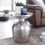 Side Table 36.5 x 46 x 36.5 cm. Aluminium Decorative Oriental Round Table. Designer Storage Table Metal Modern. Side Table Narrow Small Hammered Table Image 4