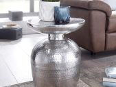 Side Table 36.5 x 46 x 36.5 cm. Aluminium Decorative Oriental Round Table. Designer Storage Table Metal Modern. Side Table Narrow Small Hammered Table