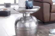Side Table 36.5 x 46 x 36.5 cm. Aluminium Decorative Oriental Round Table. Designer Storage Table Metal Modern. Side Table Narrow Small Hammered Table