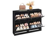 Slim Shoe Cabinet with 4 Flaps and Adjustable Dividers