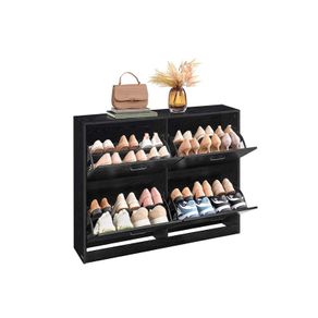 Slim Shoe Cabinet with 4 Flaps and Adjustable Dividers