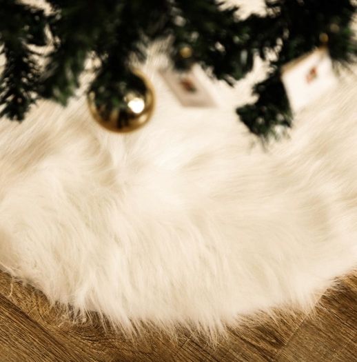 White Faux Fur Christmas Tree Skirt, Blanket 40"