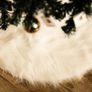 White Faux Fur Christmas Tree Skirt, Blanket 40" Image 4