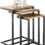 Set of 3 Nesting Tables Modern Industrial Coffee Tables Space Saving Design Natural Wood and Black Metal Image 2