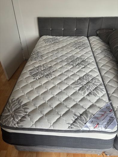 Two matching Single Divan bed and headboard / 2 single mattress