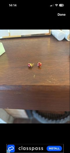 gold kids earrings-ladybirds