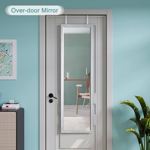 NEW SALE | Over Door Mirror Full Length, 110 x 33cm Wall Mounted Mirror Door Hung Mirror for Bathroom/Bedroom/Wardrobe - Toughened Glass
