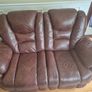 Brown two seater leather recliner Image 3