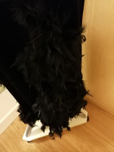 Women's Dress Black Velvet and Ostrich Feathers Size 14