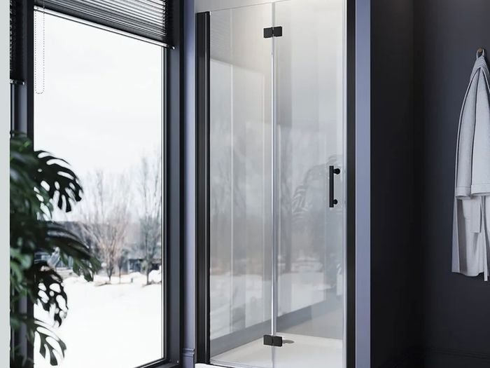 ELEGANT Black 800mm Bifold Frameless Shower Door